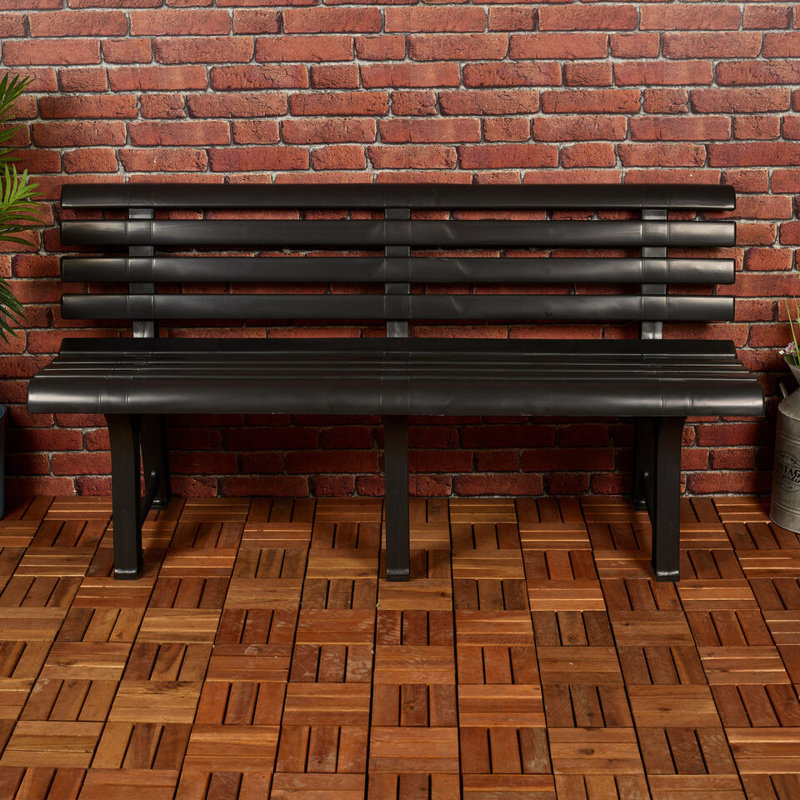 Plastic Garden Bench, Black