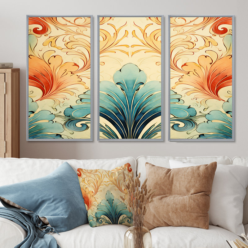 Percival - Flowers Wall Art Print Set, 40" H x 60" W x 1" D, Silver Floater Framed