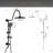 10" Exposed Shower System 8 Inch Rainfall Shower Head 3 Functions, Wall Mounted Bathroom Shower Set with Shower Shelf with Rough-in Valve-92697256