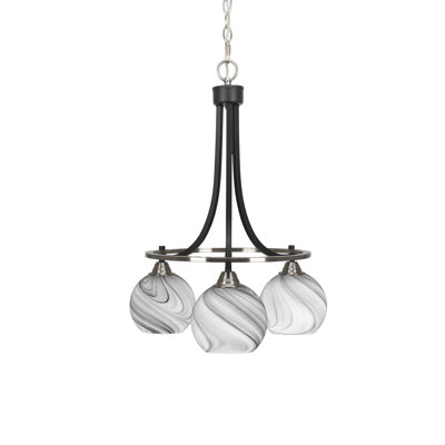 Ampere Paramount 3 Light Downlight Chandelier With 5.75" Glass
