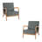 Jyrin Mid Century Upholstered Gray Corduroy Solid Wood Accent Chair with an Extra Pillow-1690814846-1690814840