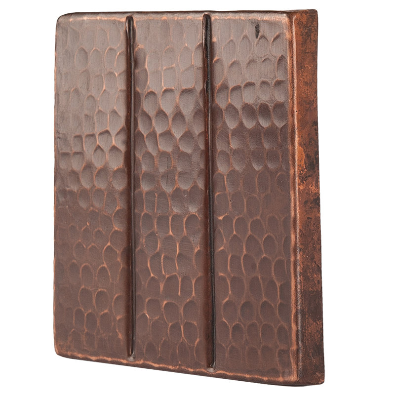 Cuivre martelé 4 po x 4 po avec carreaux linéaires - quantité 4