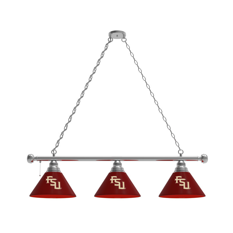 3 - Light Pool Table Lights Pendant, Chrome, Florida State Seminoles