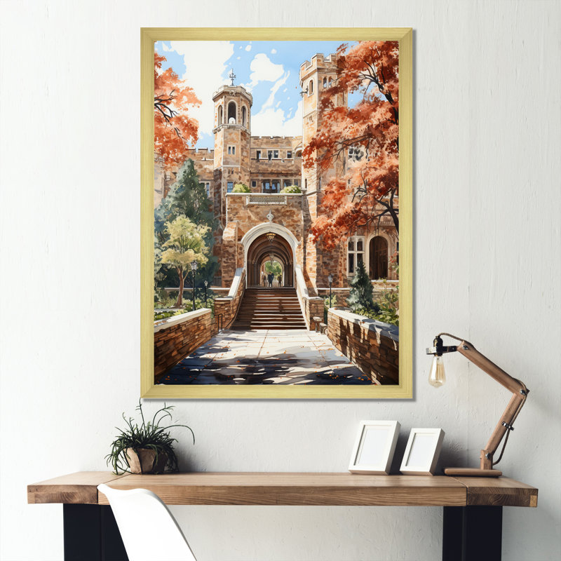 Université Crumlin Stanford extrêmement détaillée I, H 32 po x l 24 po x P 1 po, Encadrement doré
