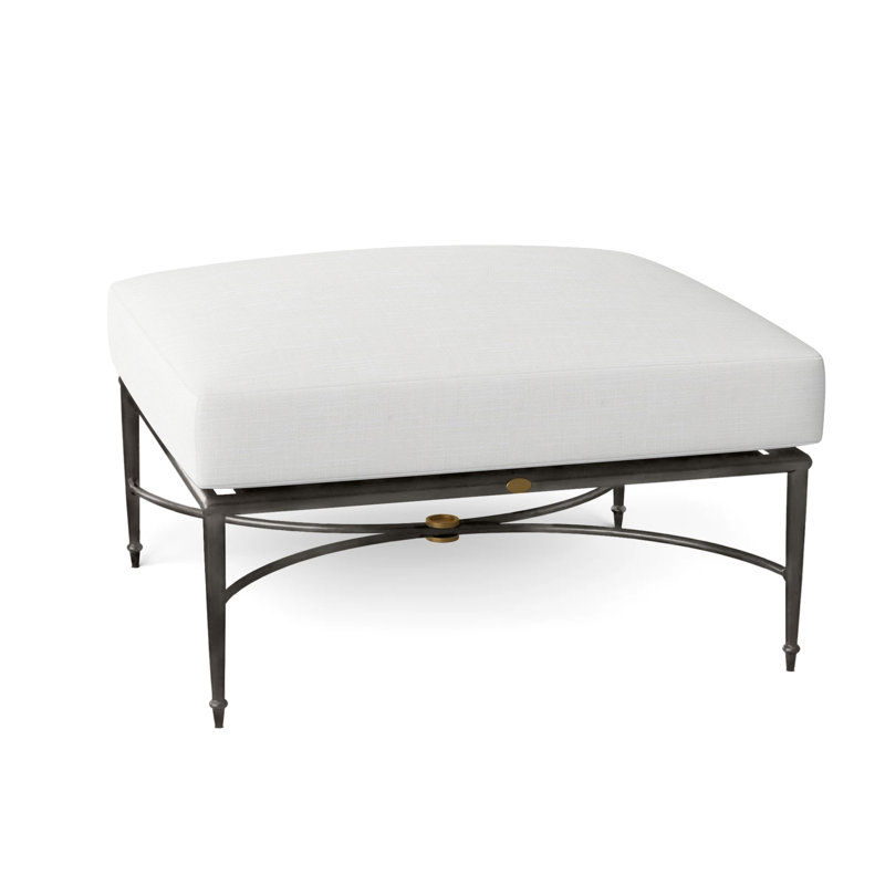 Roma Outdoor Ottoman with Cushion, Rollo Lace, Welt