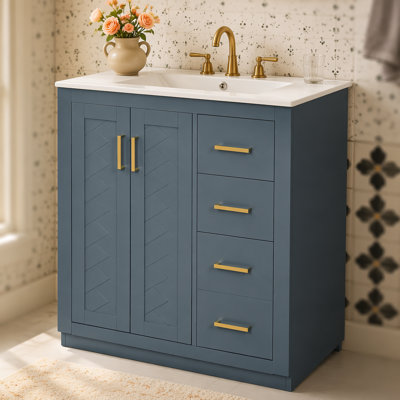 Single Bathroom Vanity with Ceramic Top