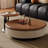 Brown Solid Wood Round Coffee Table Sets-673932636