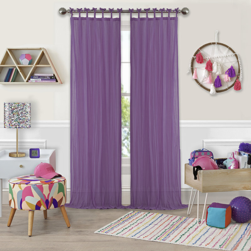 Erasma Sheer Single Curtain Panel, Purple, 50" W x 95" L