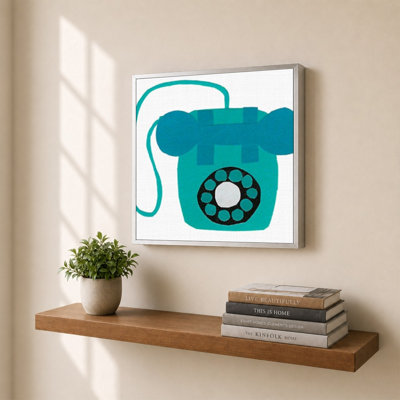 «Retro Téléphone Blue» par Jen Bucheli - Impression sur toile