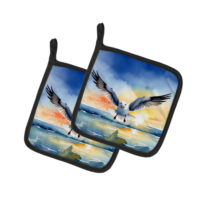 Gull Flying Low Pair of Pot Holders