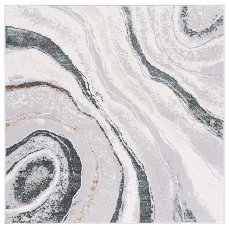 Harshana 100 Performance Abstract Rug, Square 6'7"