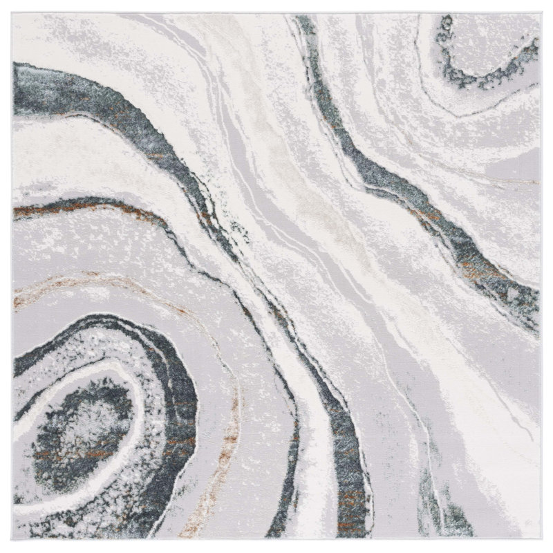 Tapis abstrait Harshana 100 Performance, Carré 6 pi 7 po
