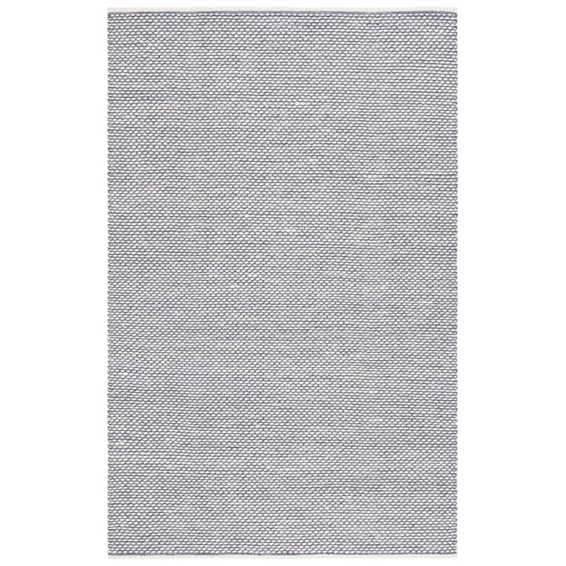 Cace Flat Weave Wool/Cotton Rug in Navy, Rectangle 5' x 8'