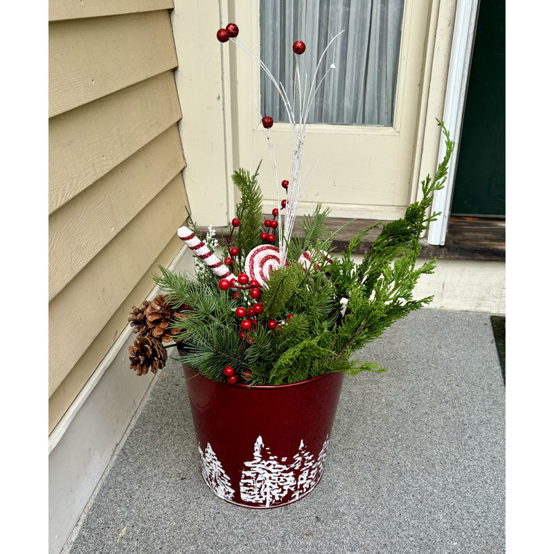 Niebel Metal Pot Planter, Red