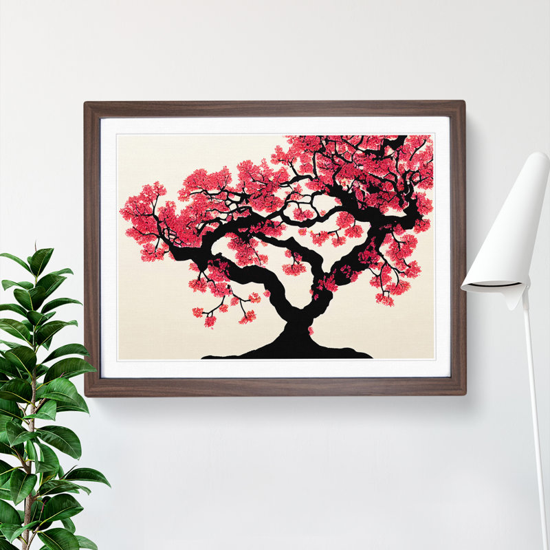 Bright Cherry Blossom Tree - Single Picture Frame Print, 34cm H x 46cm W x 2cm D, Walnut Framed