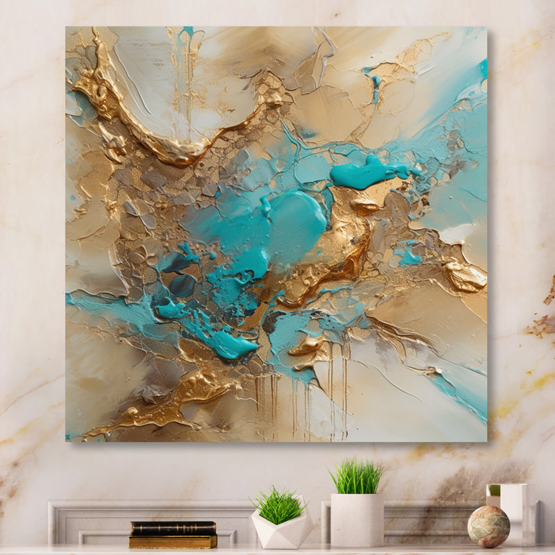 Encre Birkland Gold Blue Transcendent, H 36 po x l 36 po x P 1,5 po, Toile tendue