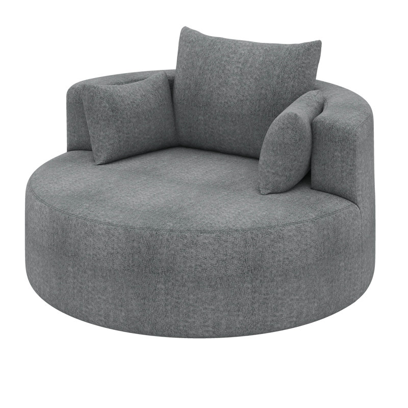 Fauteuil d'appoint pivotant avec 3 coussins amovibles, Gris