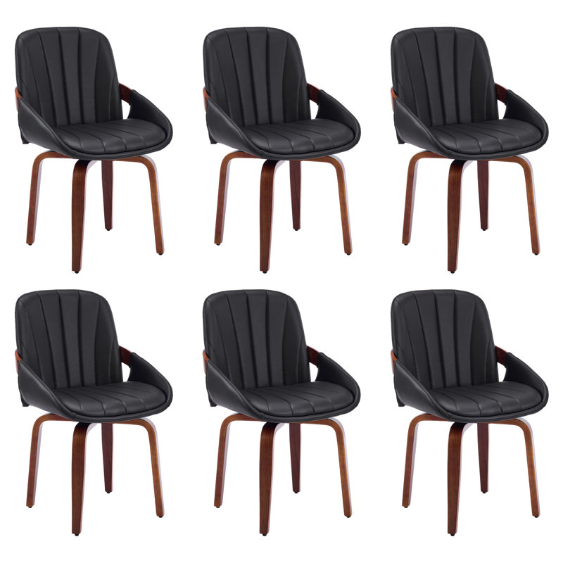 Swivel Dining Chairs, Faux Leather Upholstered Armchairs With 360Â° Rotation, Mid-Century Modern Chair With Solid Wood Legs For Kitchen, Dining Room, Living Room