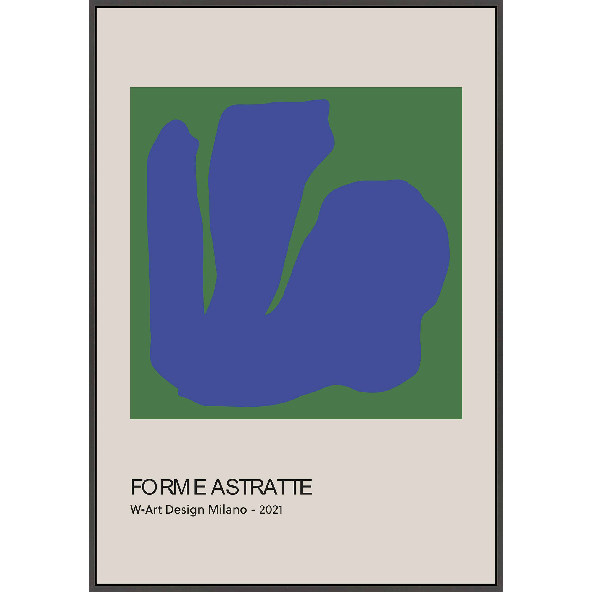 Forme Astratte Blue & Green by Romina Gadler, 38" H x 26.5" W x 1.25" D, Black Framed Canvas