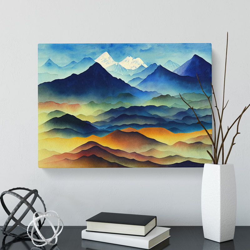 Watercolour Mountain Landscape Vol.4 - Wrapped Canvas, 50cm H x 76cm W x 3cm D