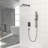 Matte Black Square Shower System With 12 Inch Rainfall - Wall Mount, Adjustable Slide Bar, And Easy To Clean Feature Mounted In Valve, Dual Function-127368472
