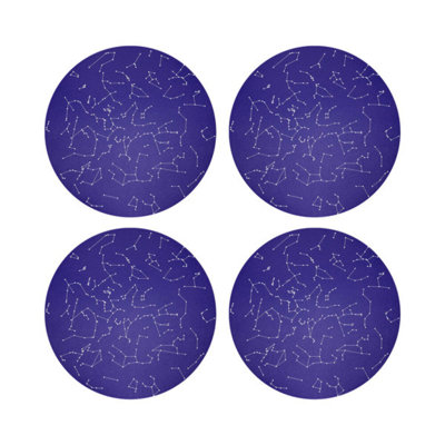 Constellations Stars Vegan Leather Round Coasters
