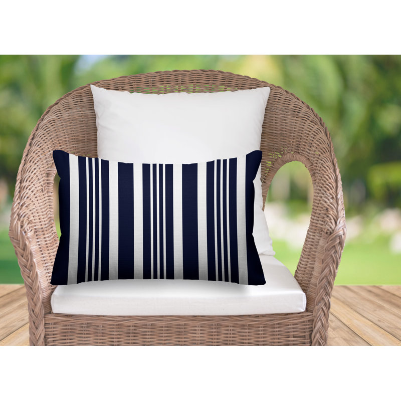 Healthcliff Striped Outdoor Reversible Throw Pillow, Night Navy