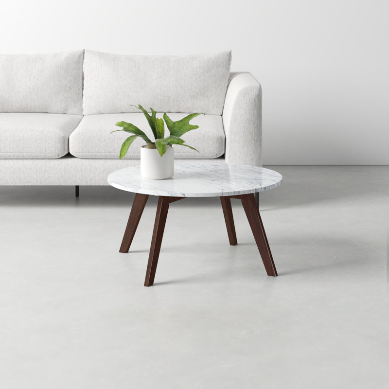 Enzo Genuine Marble Coffee Table, Walnut