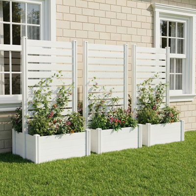 Ensemble de jardinière extérieure en PVC 71 po x l 35 po x P 24 po avec treillis pour jardin surélevé