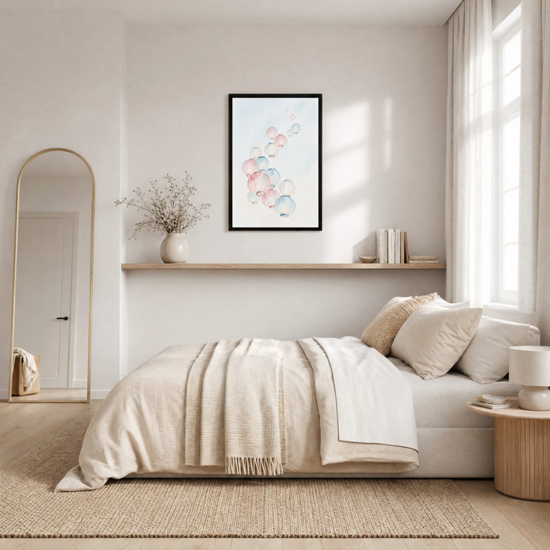 «Floating Pink and Blue Paper Lanterns», art mural sur toile, H 36 po x l 24 po