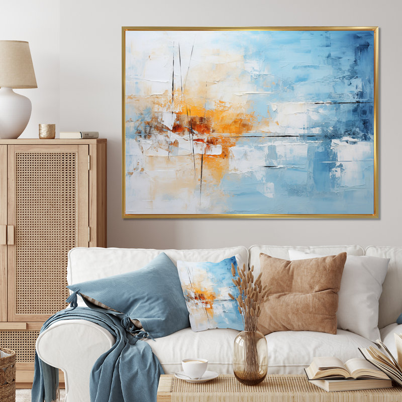 Genualdi Collage Frozen Snow II sur impression sur toile, Cadre flottant doré, H 30 po x l 40 po x P 1,5 po