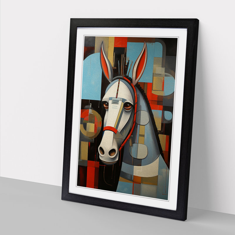 Donkey Constructivism - Single Picture Frame Print on Wood, Black Framed, 64cm H x 46cm W