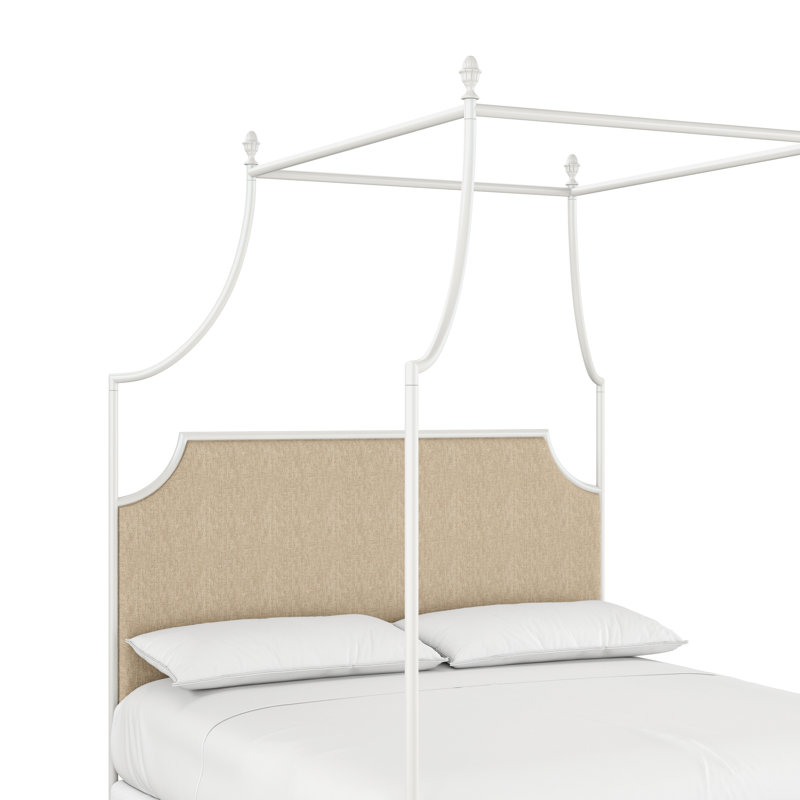337 Flying Arch Canopy Bed | Complete Canopy, California King, Gloss White/Natural