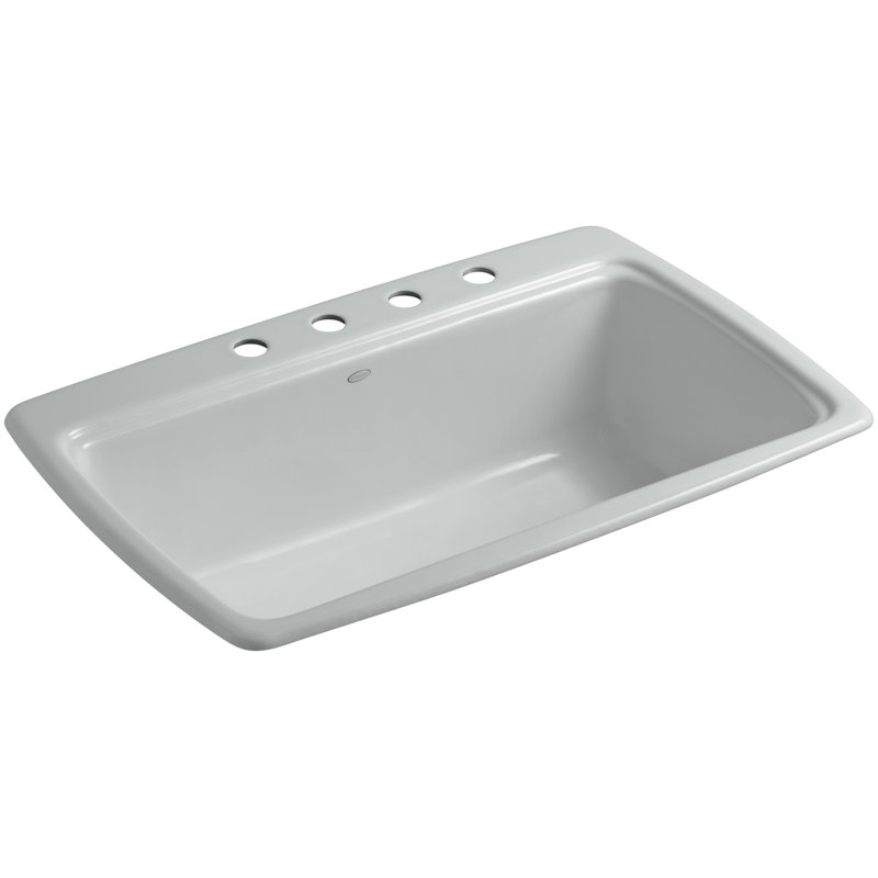 Cape Dory® 33" L x 22" W x 9-5/8" Top-Mount Single-Bowl Kitchen Sink, Ice Gray, 4 Hole