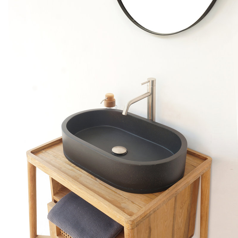 Barclay Uri 22.75'' Concrete Oval Bathroom Sink, Terrazzo Black
