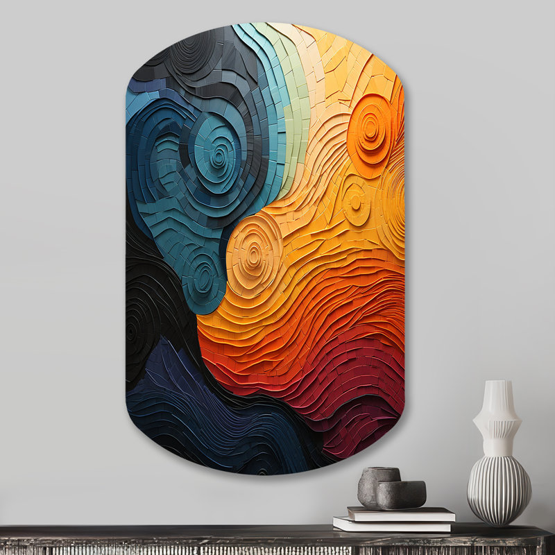 «Teal Orange Op Art», illusion rythmique II, H 31 po x l 19 po x P 1 po