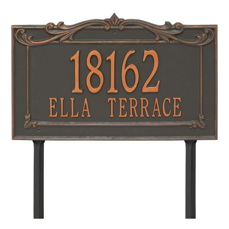 Signature Series 2-Line Lawn Address Sign, Forged Copper, Copper, Yes