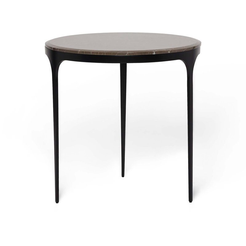 Camilla Marble End Table, Terra Brown, 26" H x 26" W x 26" D, Antique Bronze