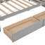 Structure de lit avec bibliothèque intégrée en forme de L et 2 tiroirs de rangement - Lit plateforme moderne peu encombrant, fabrication en bois de pin massif, design minimaliste-1183582357-1183582356