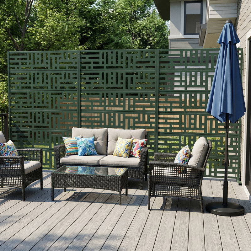 Panneau de clôture en métal pour l'extérieur, 72" H x 94" W x 16" D, Dark Green