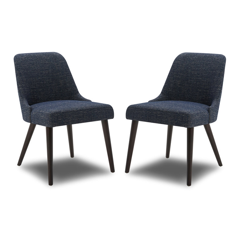 Chaise d'appoint rembourrée en bois massif Bremment, Tissu bleu foncé