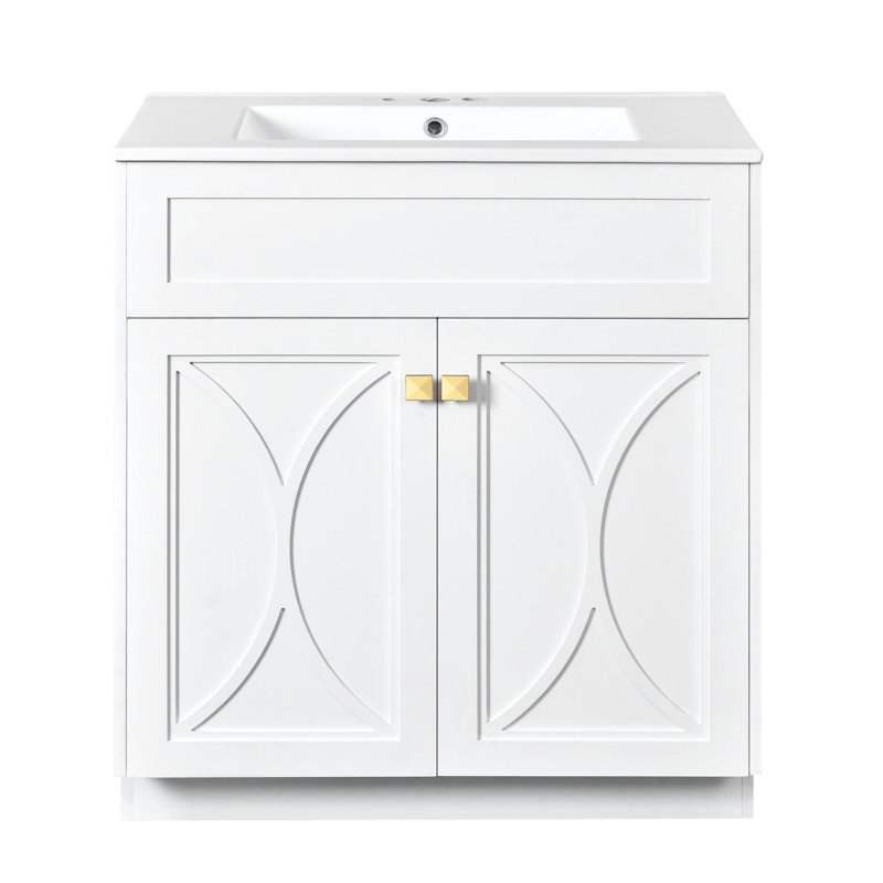Meuble-lavabo 30 po avec lavabo en céramique, Blanc