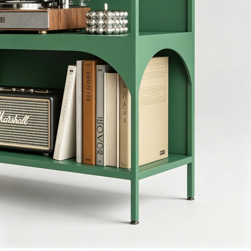 Présentoir de rangement arqué en métal, H 36,61 po x l 27,56 po x P 13,78 po, Vert