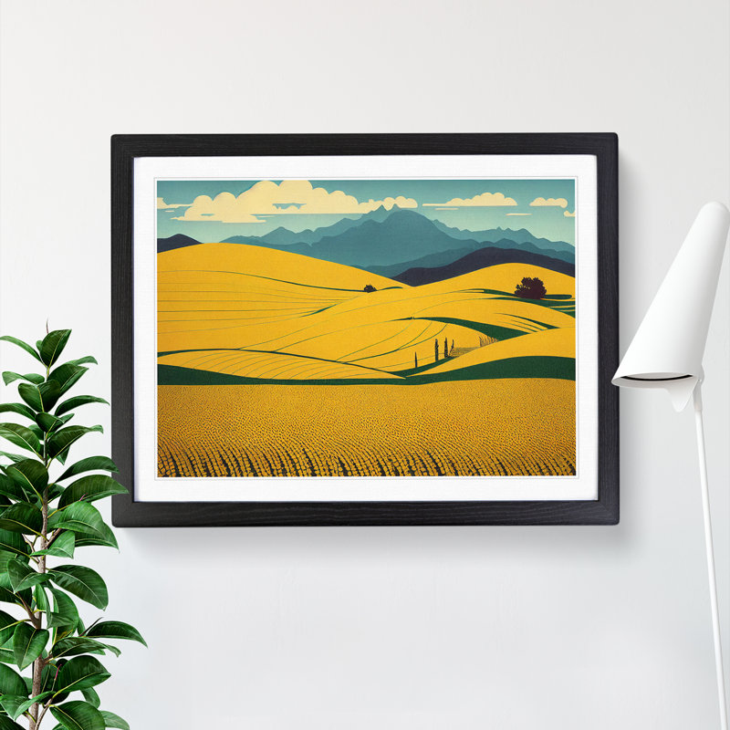 Mesmerising Wheat Field 1 Piece Single Picture Frame Painting, 34cm H x 46cm W x 2cm D, Black