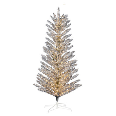 Vickerman Vintage Aluminum Artificial Christmas Tr 8' H Lighted Artificial Pine Christmas Tree