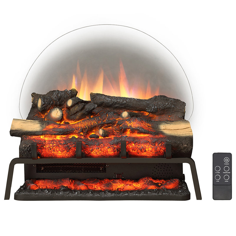 BASKET FLAMME 58cm W Black Electric Fireplace, Birch