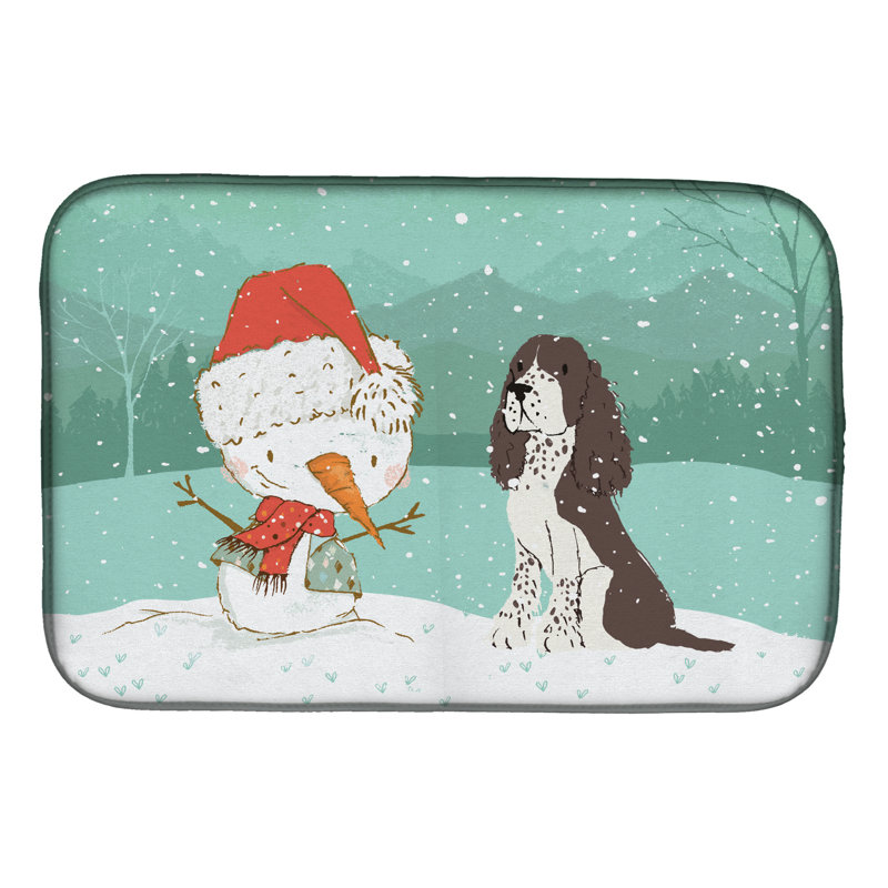 Snowman Christmas, Brown English Springer Spaniel