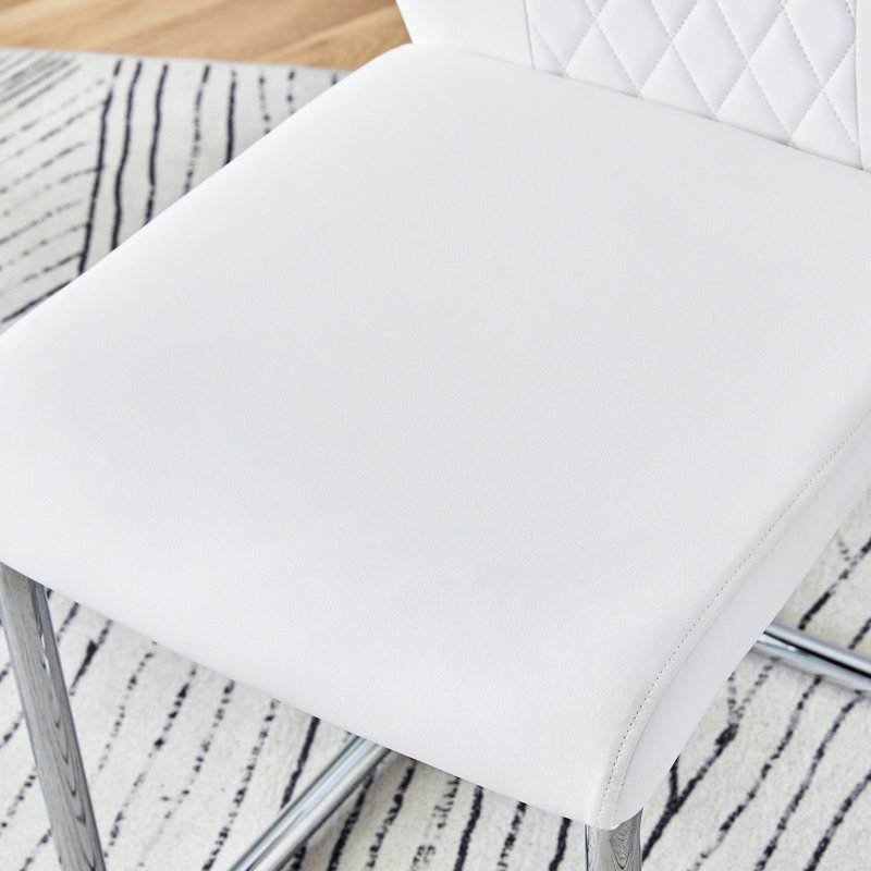 Spacious Table With 6 Pu Leather Chairs And Tempered Glass Rectangular Dining &