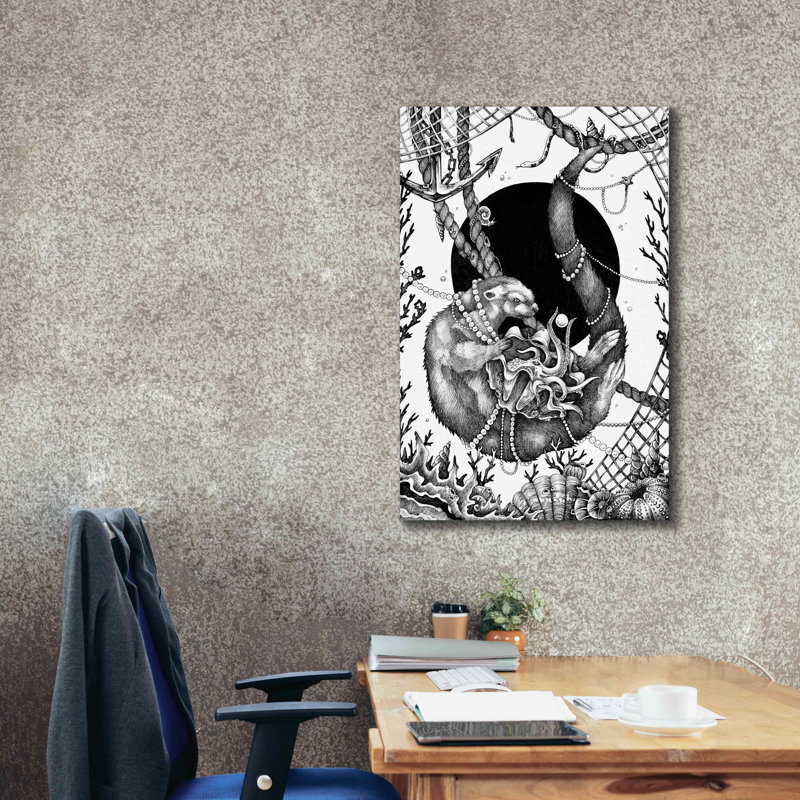  «Otter» par Avery Multers, art mural sur toile, 12 po x 18 po, H 40 po x l 26 po x P 1,5 po
