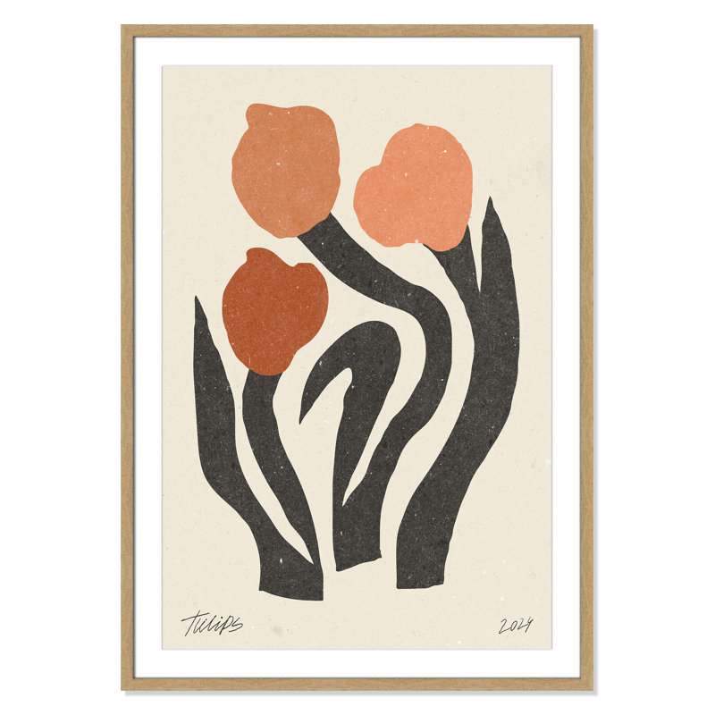 Imprimé de fleurs modernes par NKTN, 29.5'' W x 41.5'' H, Matted Print, Naturel